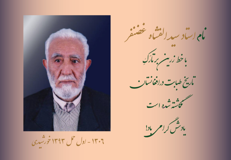 دوکتور سید الف شاه غضنفر پدر طبابت افغانستان